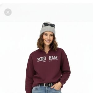 Fordham Unisex Maroon Quarter-Zip Sweatshirt